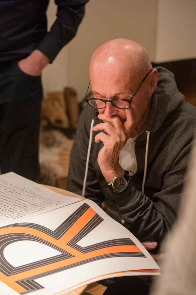 Peter Schmidt inspects the new typefaces